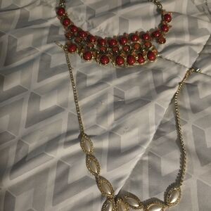Elegant Gold and Red Necklace Set